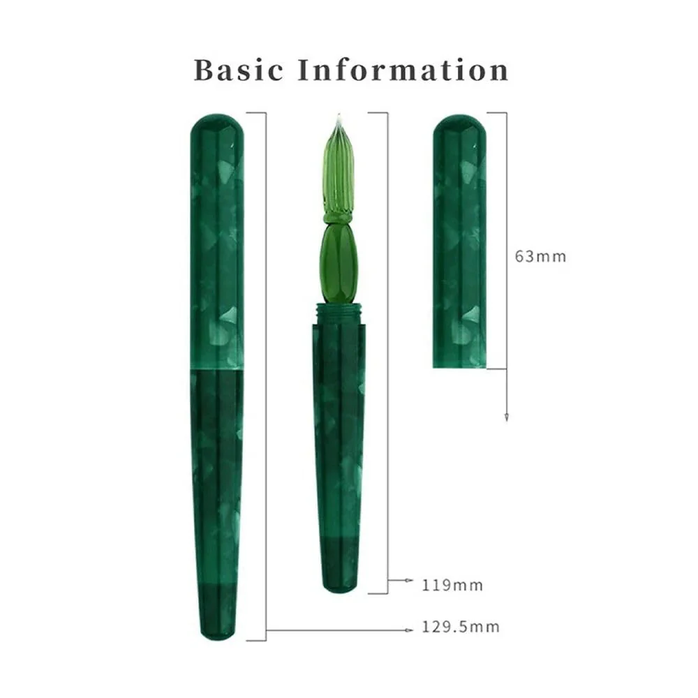 Moonman N10 Glass Dip Pen – Forest Green Acrylic Body with Handcrafted Glass Nib, 0.6–0.8mm, for Writing, Calligraphy & Drawing - Image 3